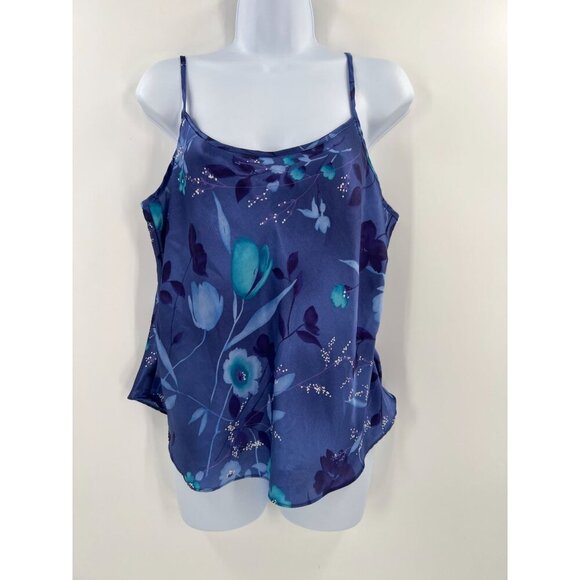 Expressions by California Dynasty Women XL Blue Floral Camisole Top - Picture 1 of 8
